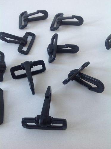 40mm Black Plastic Snap Hooks Dog Hook webbing x 10
