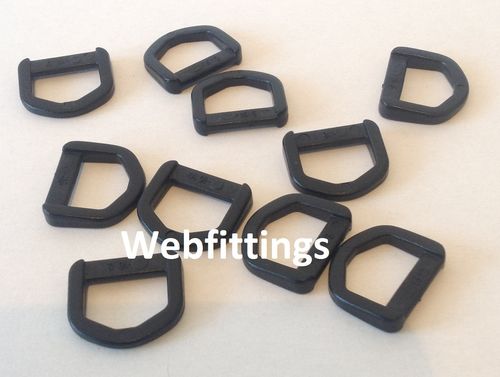 25mm Black Plastic D Ring Buckles x 100