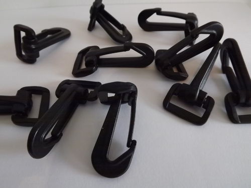 20mm Black Plastic Snap Hooks Dog Hook webbing x 10