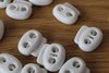10 White Twin Hole Cord lock toggle fits 4mm - 5mm cord
