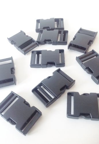 40mm Black Plastic Side Release Buckles x 10