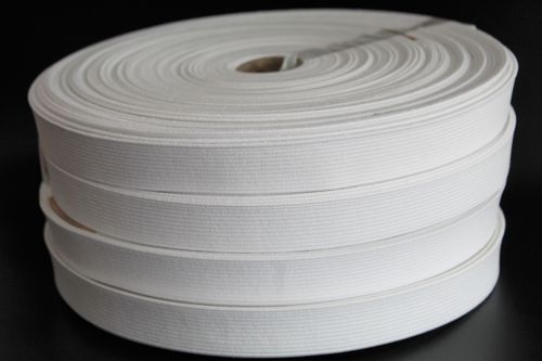 20mm White Woven Elastic supplied in 1 meter continuous lengths 1mm thickness